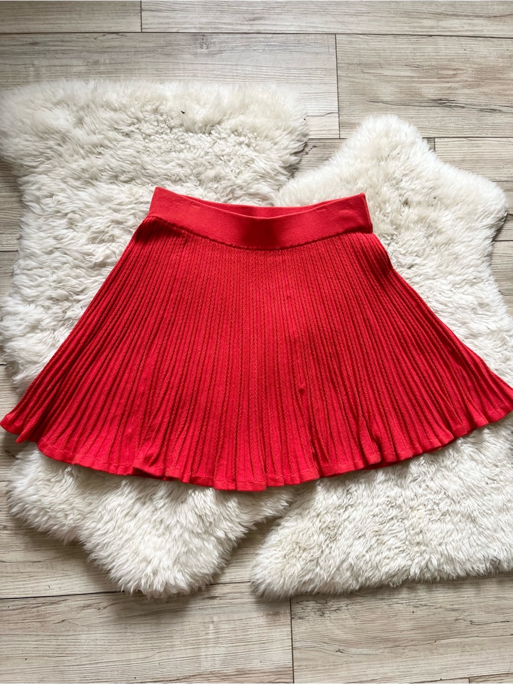 Boden Bright Red/Orange Pleated Skater Skirt